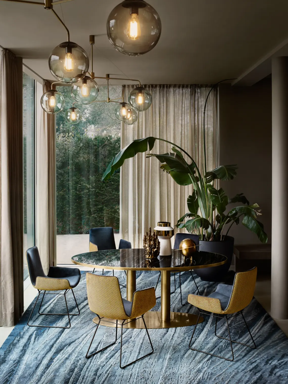 Freifrau Amelie chair in upholstered mixed setting - handmade German dining chair available at Goettling Interiors